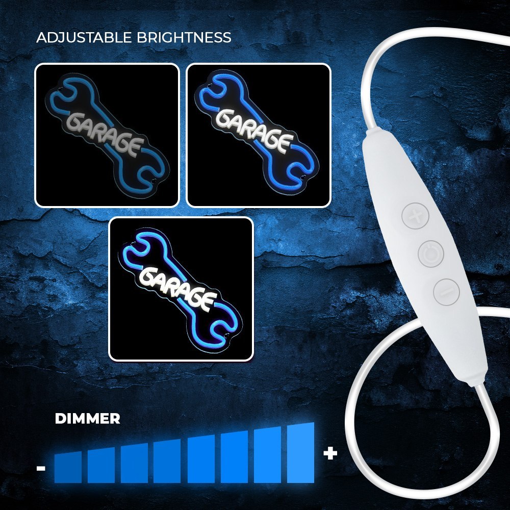 Neon PLEXI LED GARAGE błękit biały NNE22 Neolia